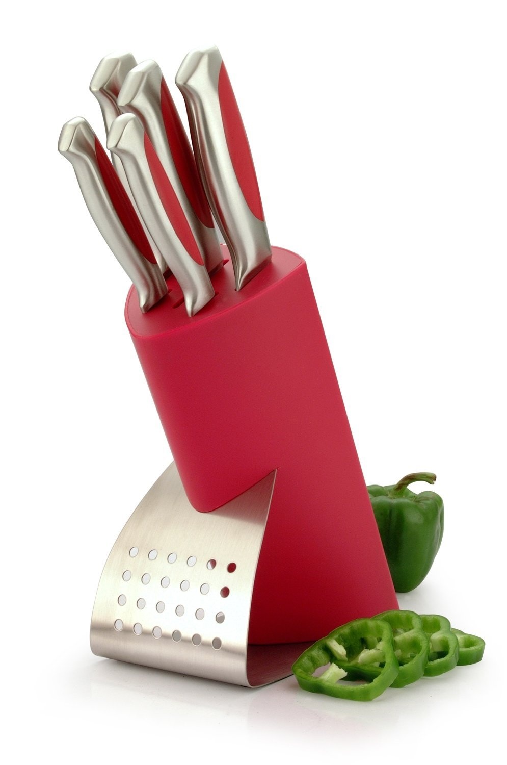 5 Piece Red Knife Block Set
