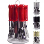 NEW 24PC CUTLERY DINNER SET RACK METAL FORKS TEASPOONS TEA SPOONS DRAINER STAND