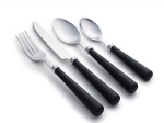 Stainless Steel 24 Piece Elegant Sturdy Top Grade Flatware Place Settings Set (Black)