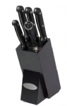 Knife Set with Block, Elegant Black, 6-Piece