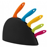 5PC MULTI COLOUR KNIFE SET SOFT GRIP HANDLE WITH BLOCK