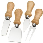 Cheese Knives with Polished Wood Handles , Set of 4