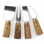 Acacia Wood Handled Stainless Steeel Cheese Knives Set - Set Of 4