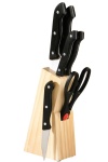 6 PIECE KNIFE & SCISSOR SET IN NATURAL WOOD BLOCK
