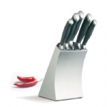 5 piece knife set in stainless steel block