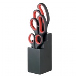 THREE PIECE SCISSOR SET WITH WOODEN BLOCK