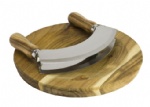 Acacia Wood Mezzaluna Hachoir and Board
