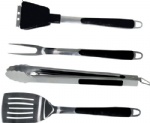 Stainless-Steel 4-Piece Barbecue Tool Set, Non-Slip Handles
