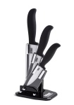 Ceramics 3 Knife White Ceramic Knives Set with Block Stand Holder