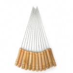 12-piece Spiral Pattern Stainless Steel Barbecue Skewers with Wood Handle